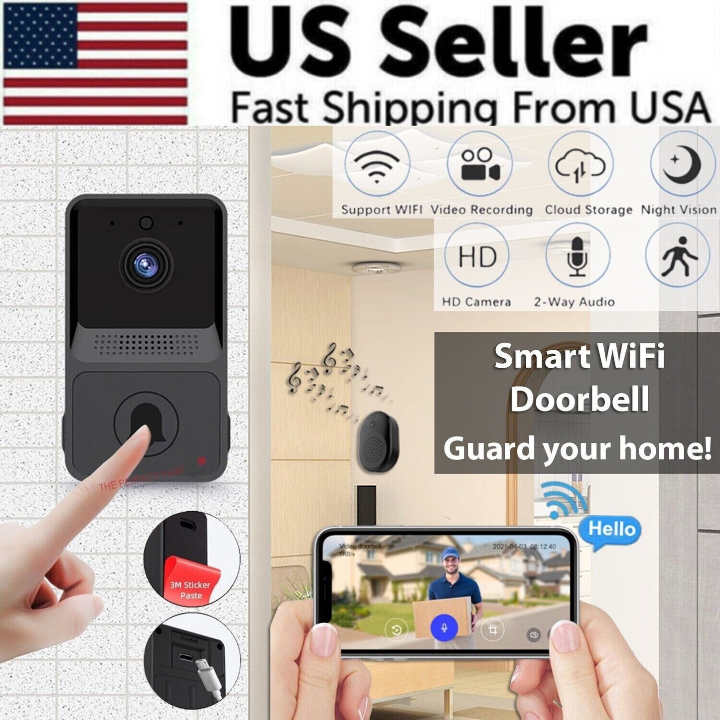 Elevate Your Home Security with the Ultimate Smart Wireless WiFi Video Doorbell - Experience Peace of Mind!