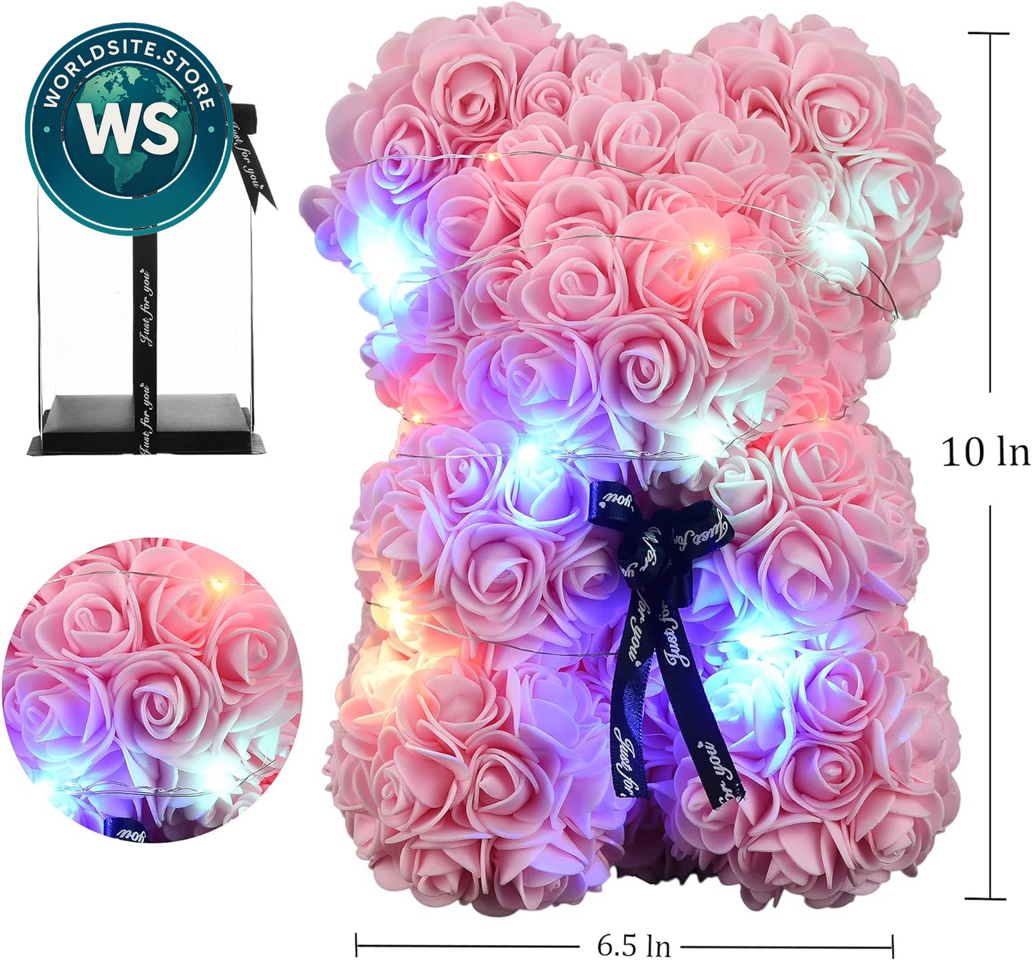 Charming Rose Flower Teddy Bear - Perfect Gift for Women, Moms & Wives for Mother’s Day, Valentine's Day, or Birthdays