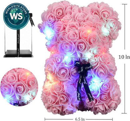 Charming Rose Flower Teddy Bear - Perfect Gift for Women, Moms & Wives for Mother’s Day, Valentine's Day, or Birthdays