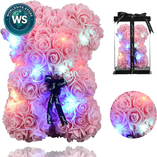 Charming Rose Flower Teddy Bear - Perfect Gift for Women, Moms & Wives for Mother’s Day, Valentine's Day, or Birthdays